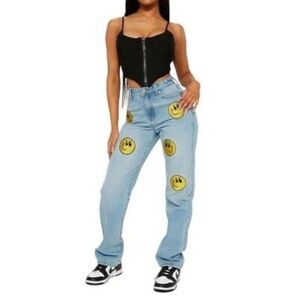 FASHION NOVA just smile straight leg jean